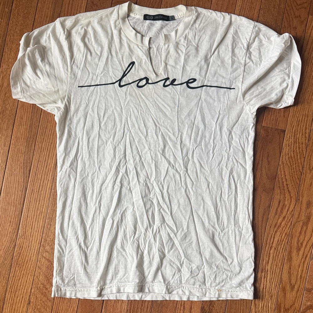 John Eahaya Casual White Love Script T-Shirt